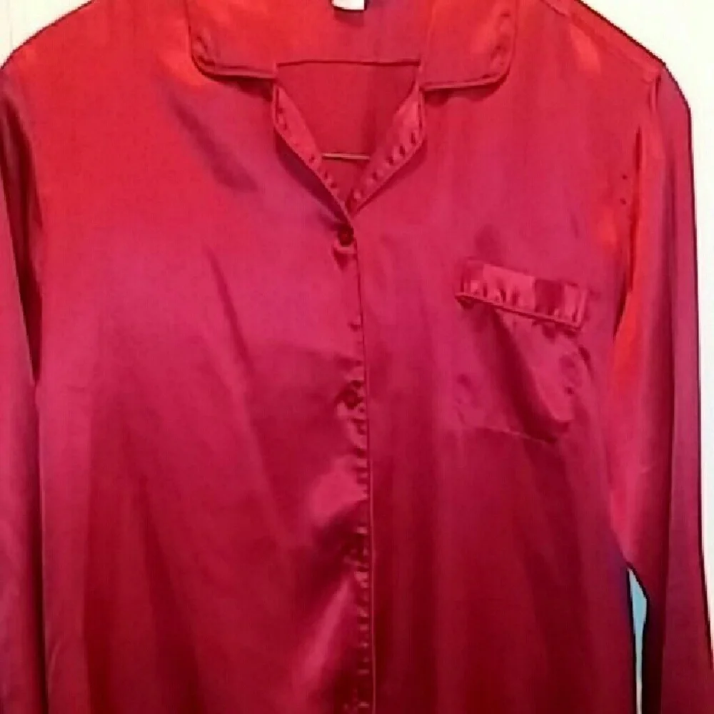 Vintage Victoria's Secret Red Satin Pajamas 2 piece set